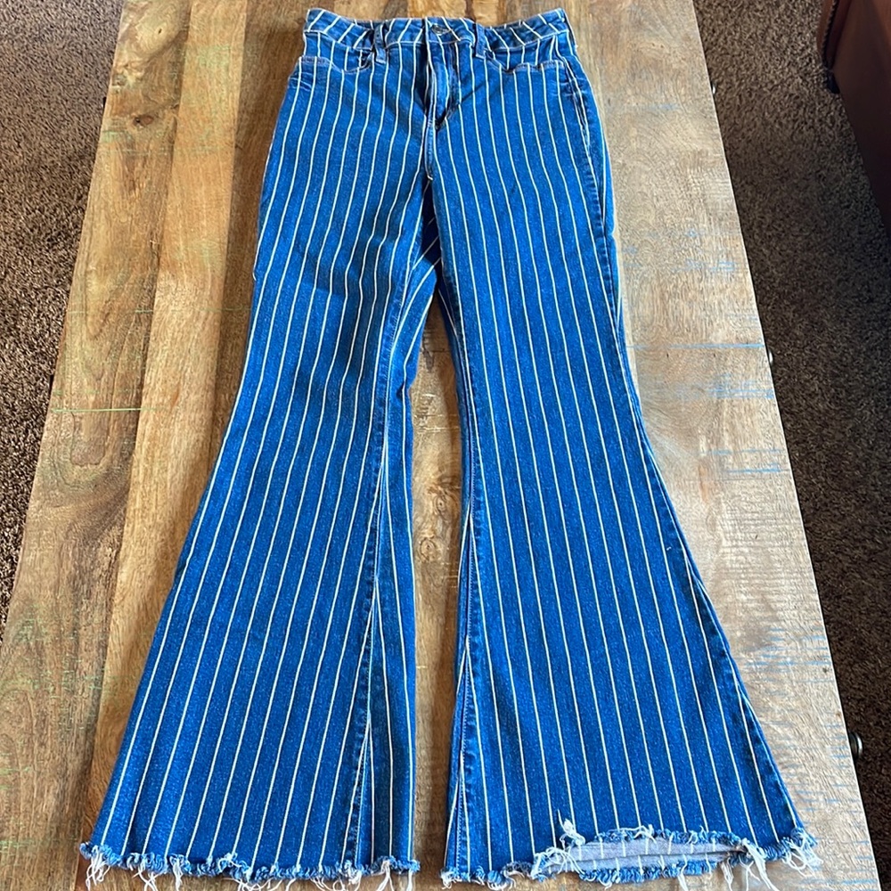 Cello Striped High Waist Flare